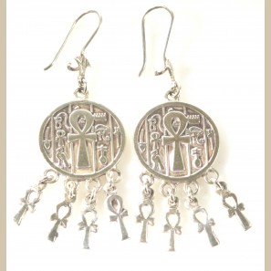 Large Silver Ankh Earring